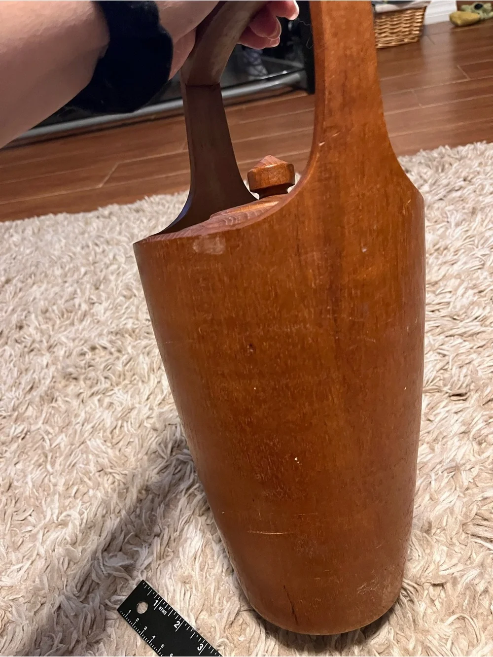 Vintage Mid-Century Modern Genuine Teak Wood Lg Ice Bucket Lid 15” MCM Thailand
